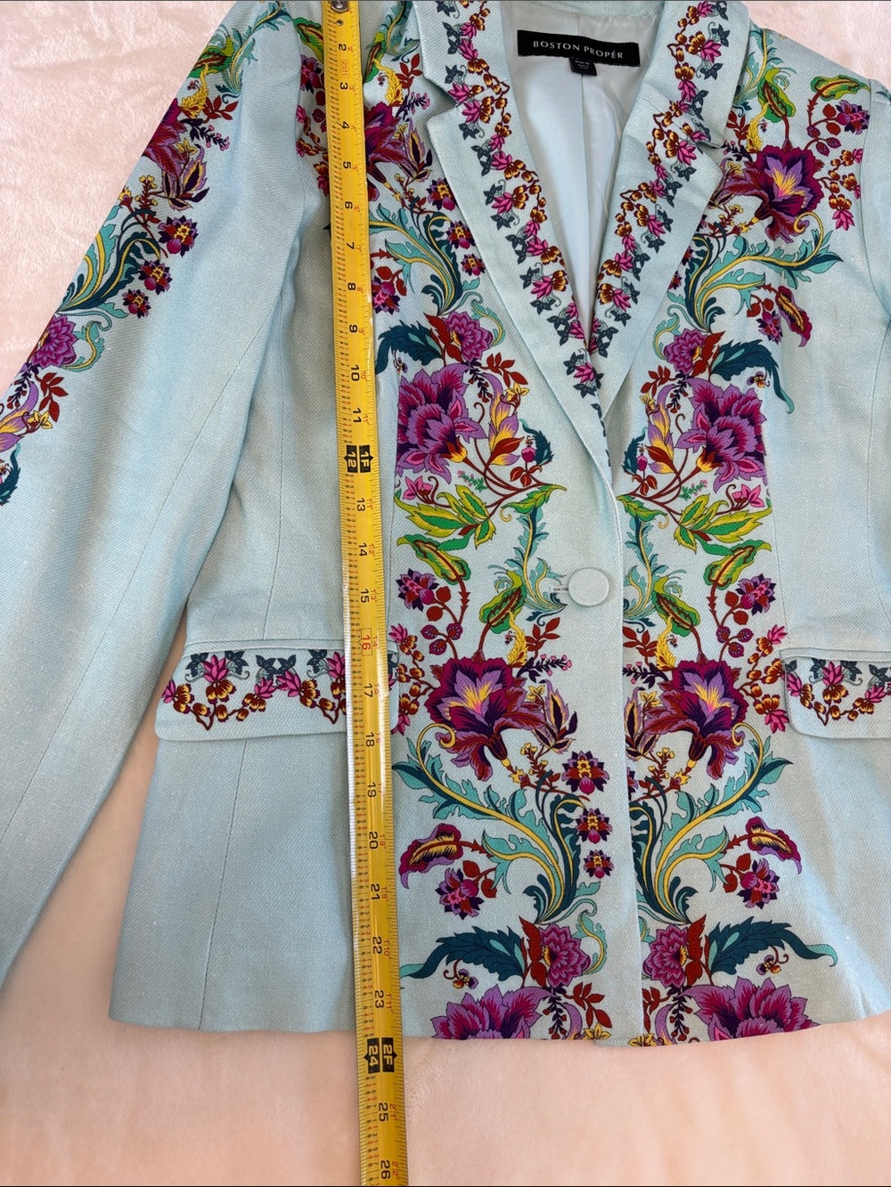 Boston Proper Viney Florals Placed Print Single Button Blazer -Size 10 - Picture 11 of 13